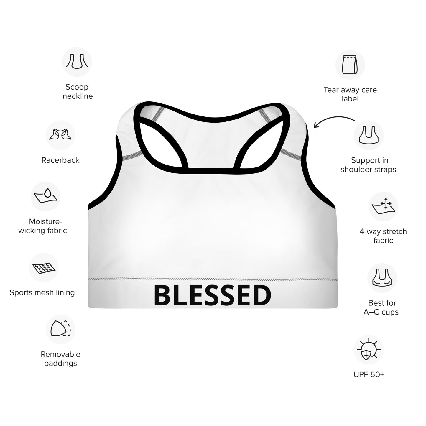 BLESSED Padded Sports Bra